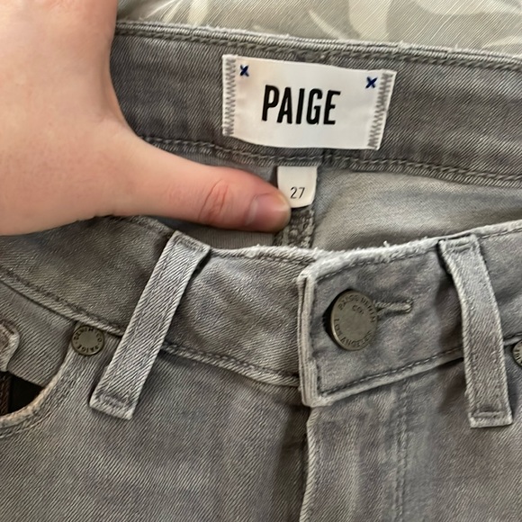 PAIGE Denim | size 27 light gray destroyed skinny jeans - Picture 2 of 6